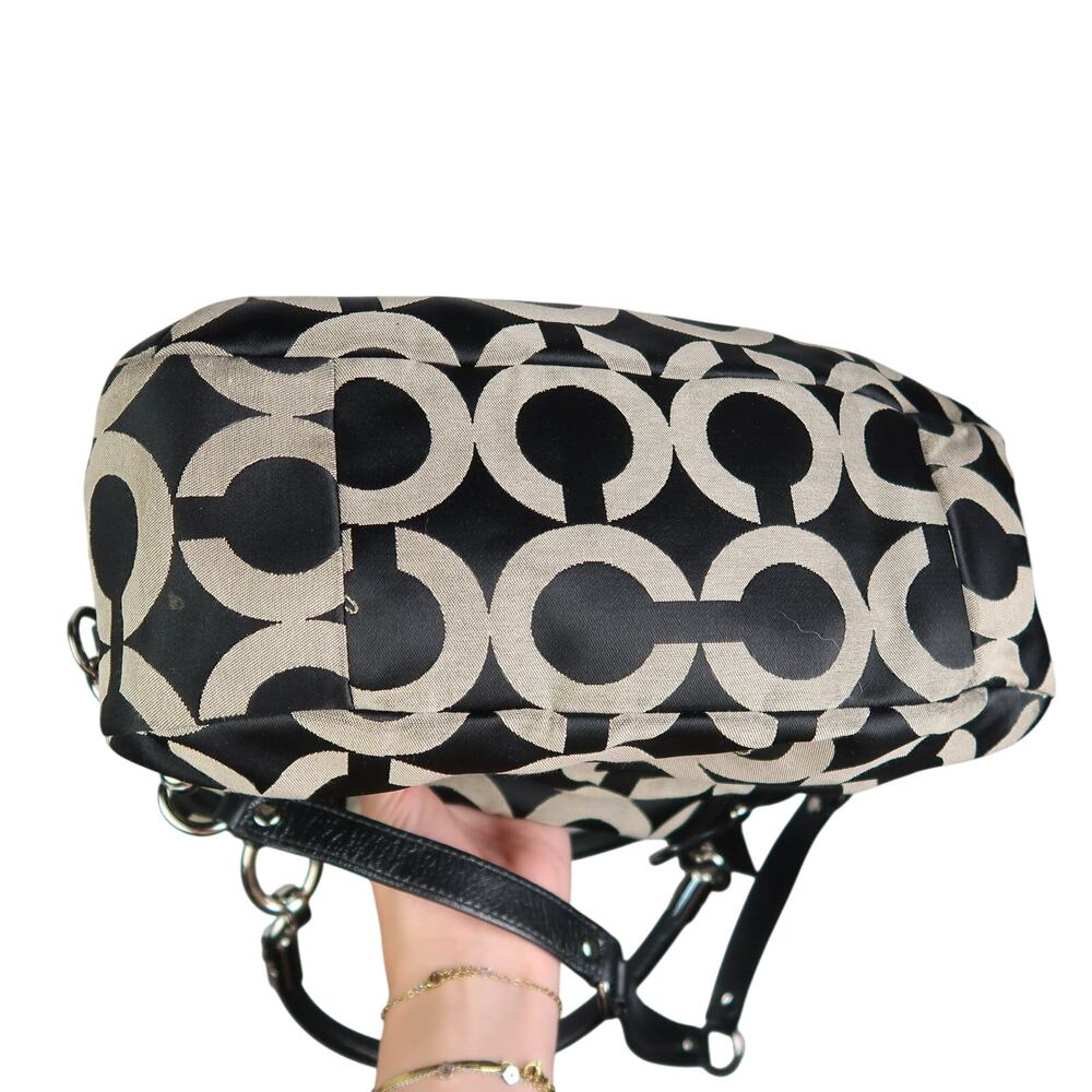 Coach Kristin Op Art Opa Signature Satchel Purse Black Monogram - Picture 5 of 9